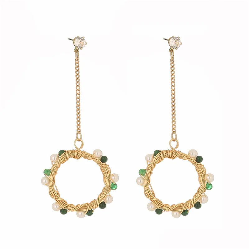 Pearl & Cubic Zirconia Goldtone Open Circle Drop Earrings made by Zulily