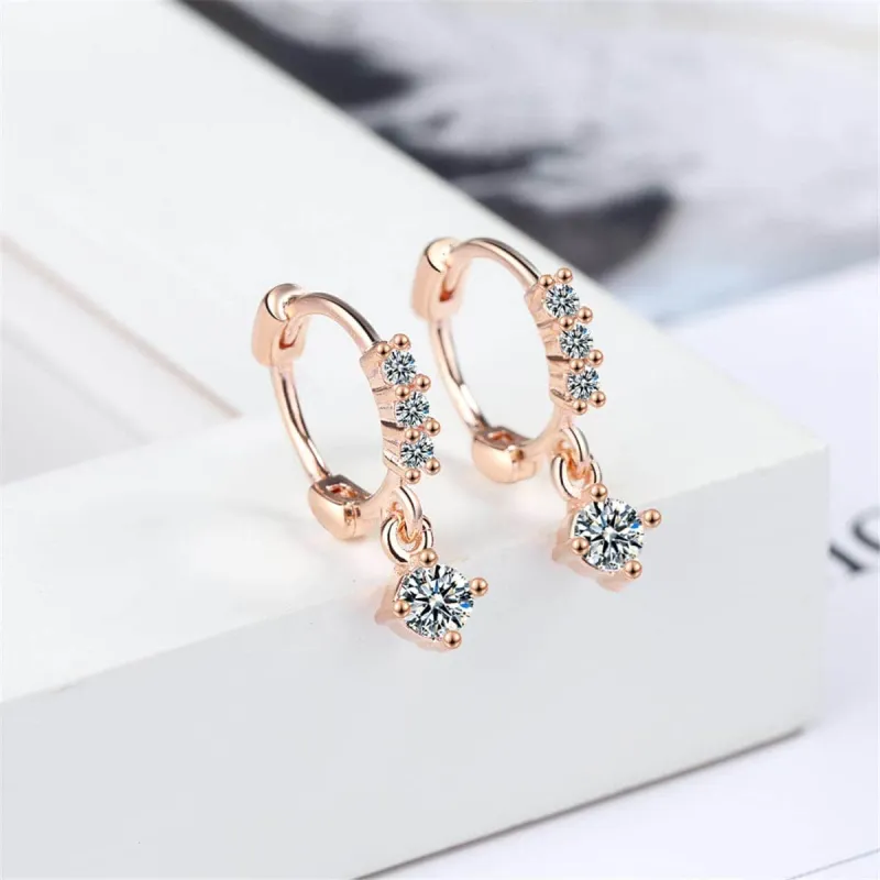Cubic Zirconia & Rose Goldtone Round-Cut Drop Earrings made by Zulily