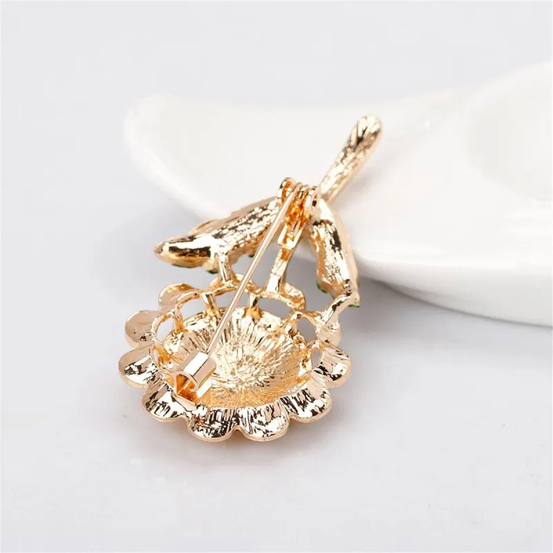 Cubic Zirconia & Goldtone Sunflower Brooch made by Zulily