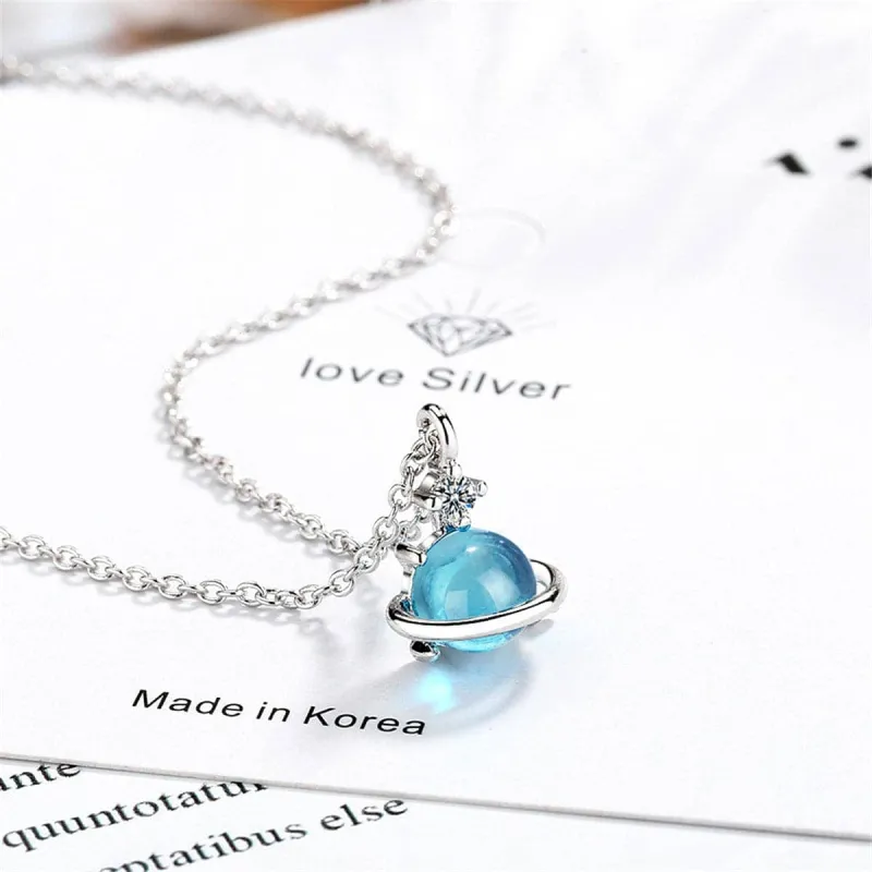 Blue Crystal & Cubic Zirconia Planet Pendant Necklace made by Zulily