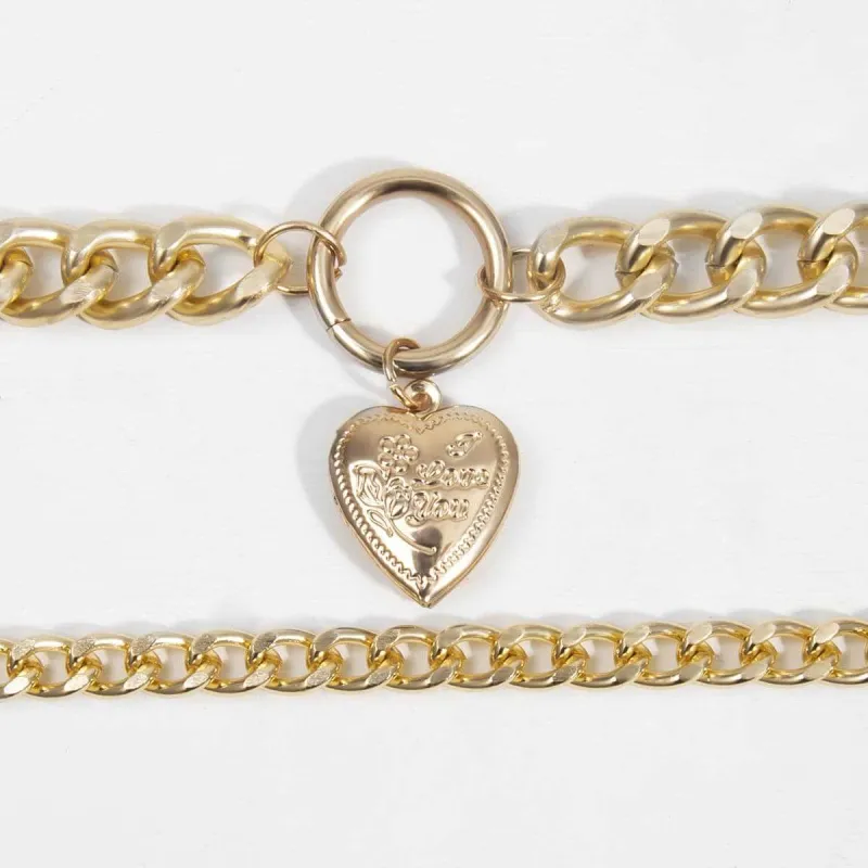 Goldtone Heart Figaro Pendant Necklace made by Zulily