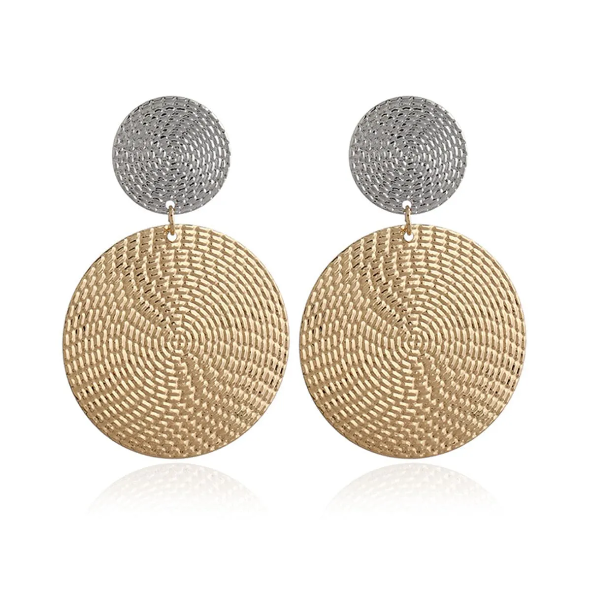 Goldtone & Silvertone Woven Disk Drop Earrings sold by Zulily product image thumbnail 2