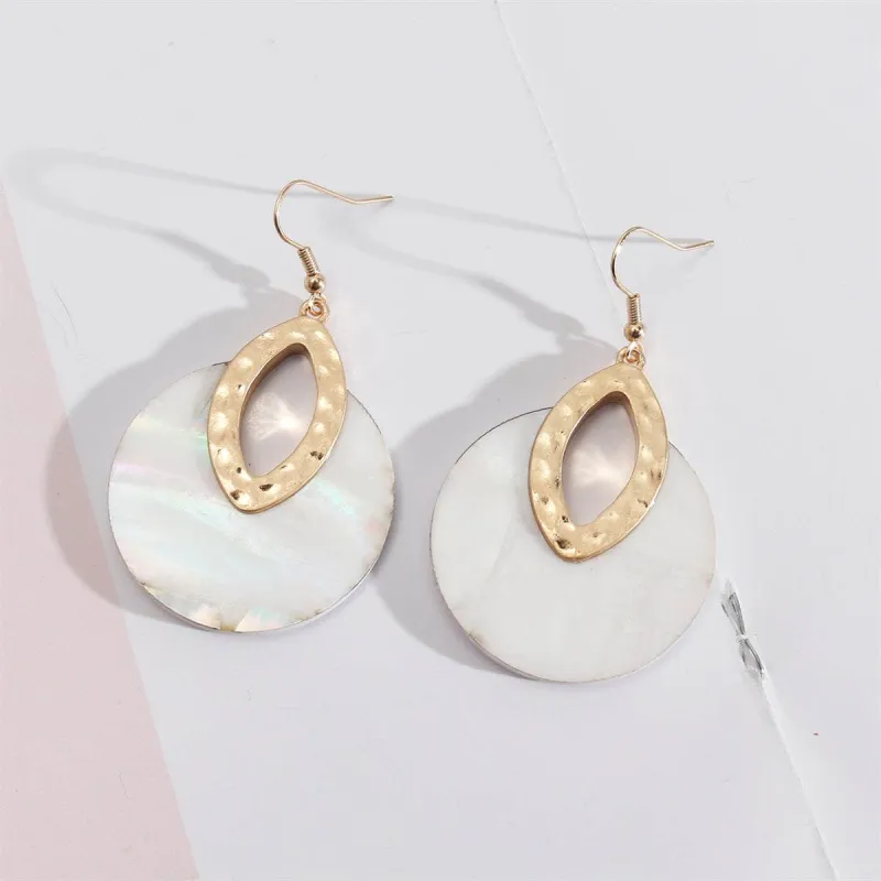 Shell & Goldtone Pear Round Drop Earrings made by Zulily