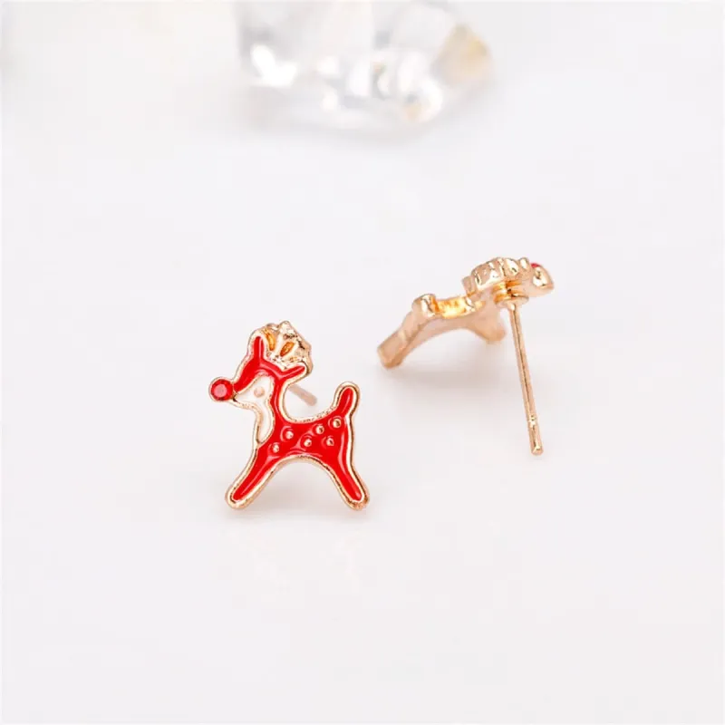 Cubic Zirconia & Enamel Goldtone Red Nose Reindeer Stud Earrings made by Zulily