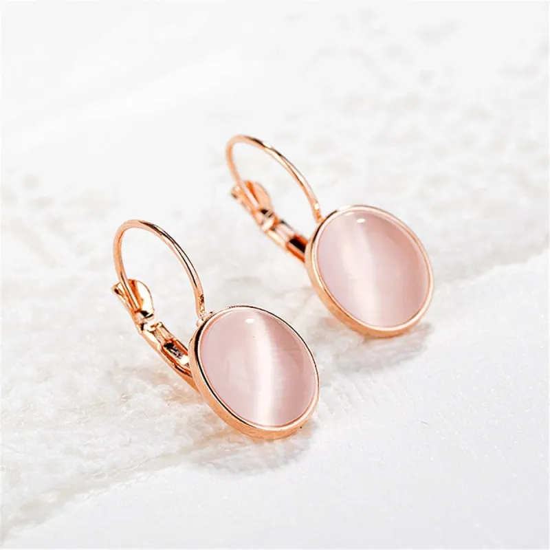 Cat's Eye & Rose Goldtone Lever-Back Earrings made by Zulily