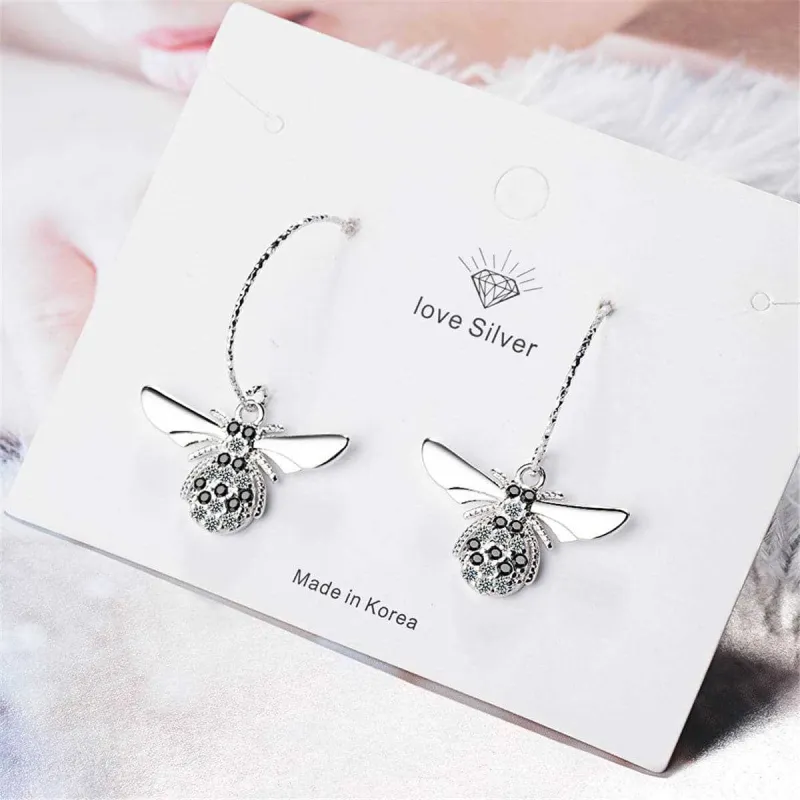 Cubic Zirconia & Silvertone Bee Drop Earrings made by Zulily