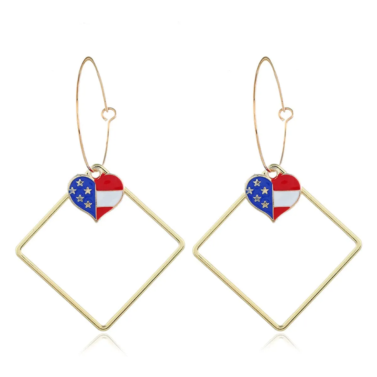 Goldtone American Flag Heart Hollow Drop Earrings sold by Zulily product image thumbnail 2