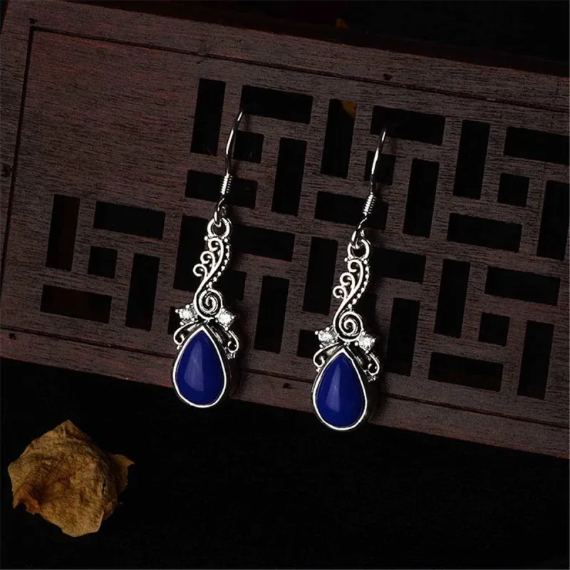 Blue Resin & Cubic Zirconia Filigree Drop Earrings made by Zulily