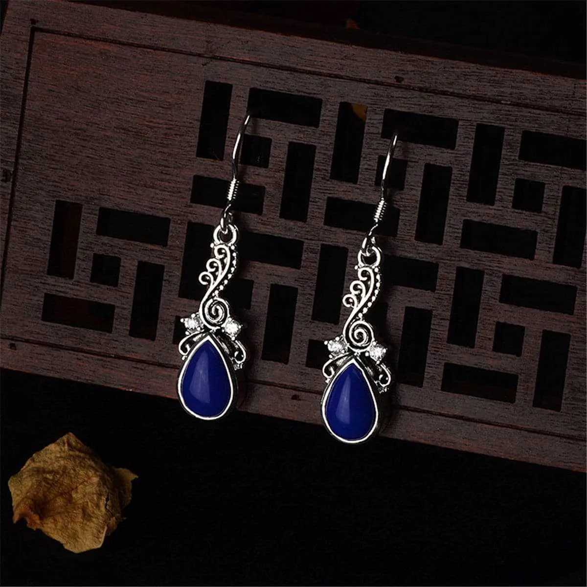 Blue Resin & Cubic Zirconia Filigree Drop Earrings sold by Zulily