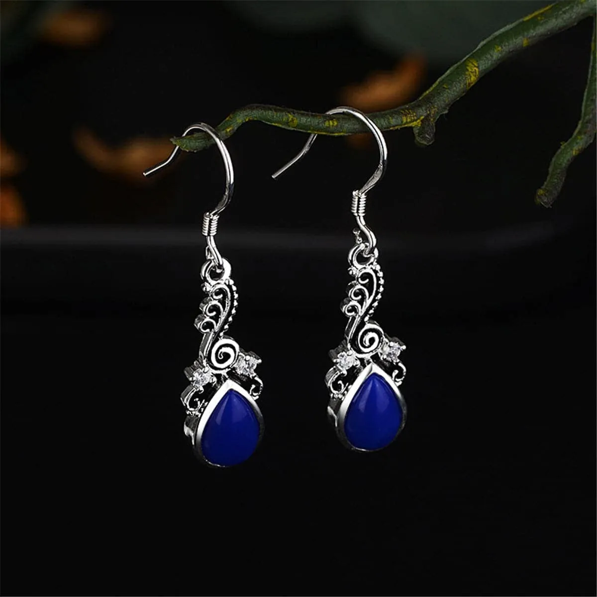 Blue Resin & Cubic Zirconia Filigree Drop Earrings sold by Zulily product image thumbnail 2