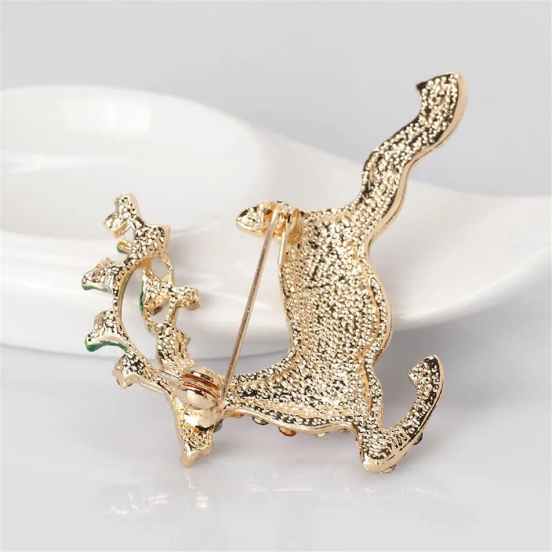 Cubic Zirconia & Goldtone Jumping Reindeer Brooch made by Zulily