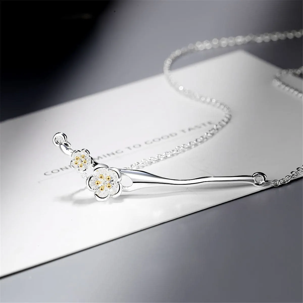 Two Tone Cherry Blossom Pendant Necklace sold by Zulily product image thumbnail 2