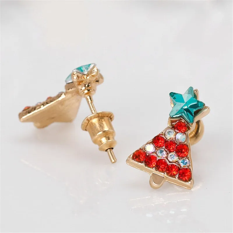 Crystal & Red Cubic Zirconia Christmas Tree & Star Stud Earrings made by Zulily
