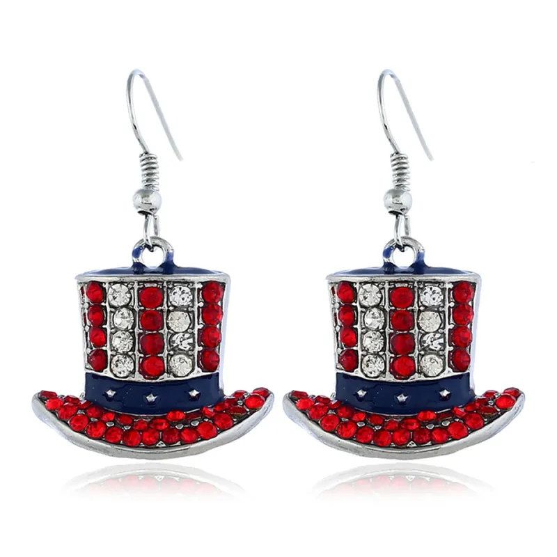 Red Cubic Zirconia & Silvertone Top Hat Drop Earrings made by Zulily
