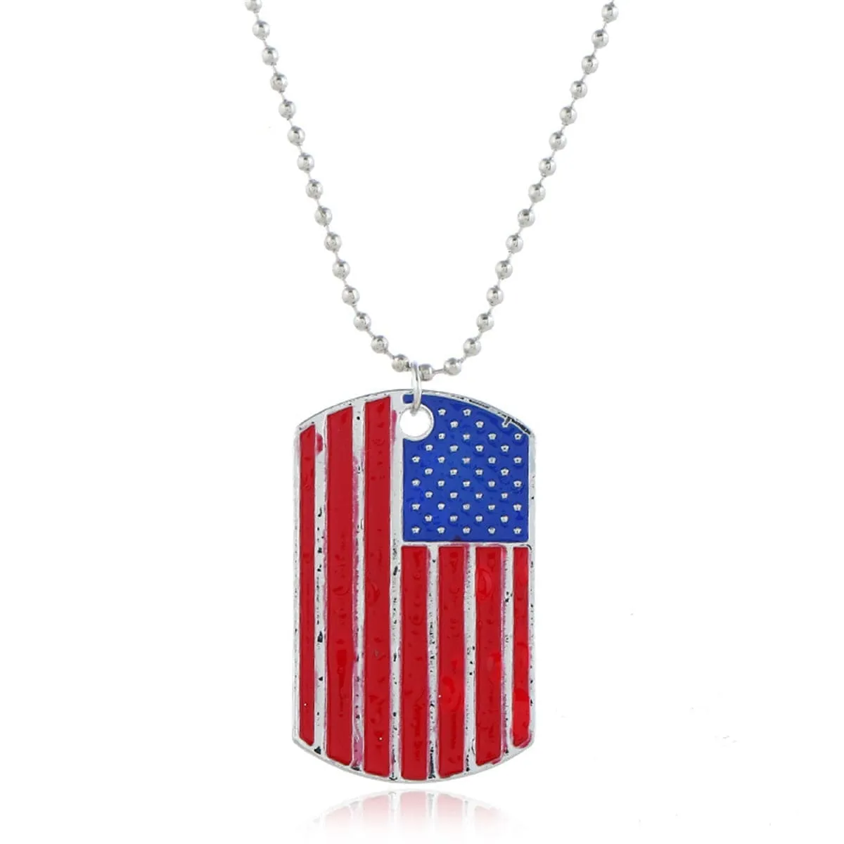 Red & Blue Enamel Stars & Stripes Dog Tag Pendant Necklace sold by Zulily product image thumbnail 2