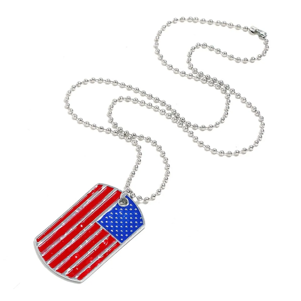 Red & Blue Enamel Stars & Stripes Dog Tag Pendant Necklace sold by Zulily product image thumbnail 3