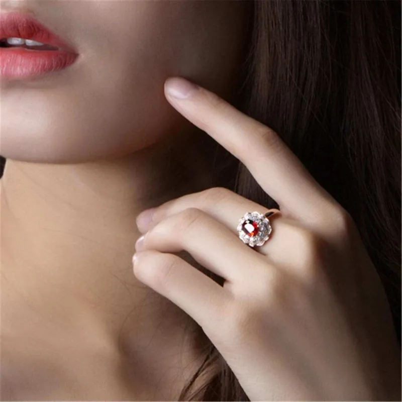 Red Crystal & Cubic Zirconia Rose Goldtone Floral Oval Halo Ring made by Zulily