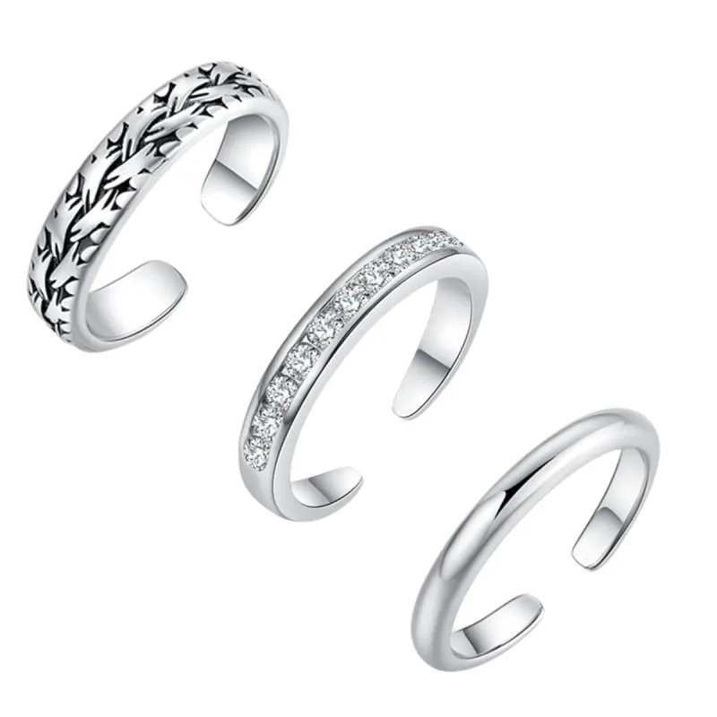 Cubic Zirconia & Silvertone Adjustable Toe Ring Set made by Zulily