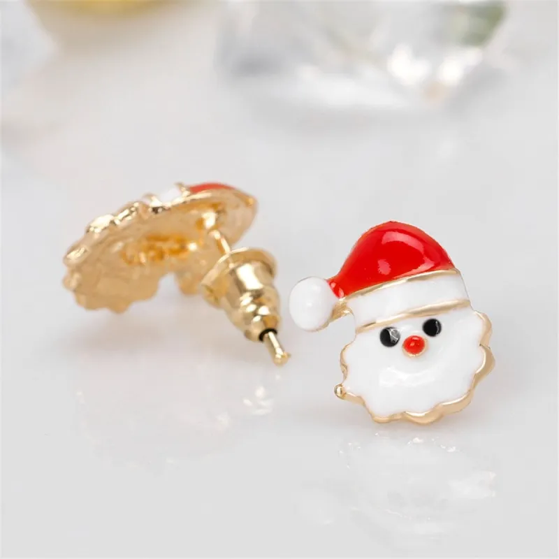 Red Enamel & Goldtone Santa Claus Stud Earrings made by Zulily