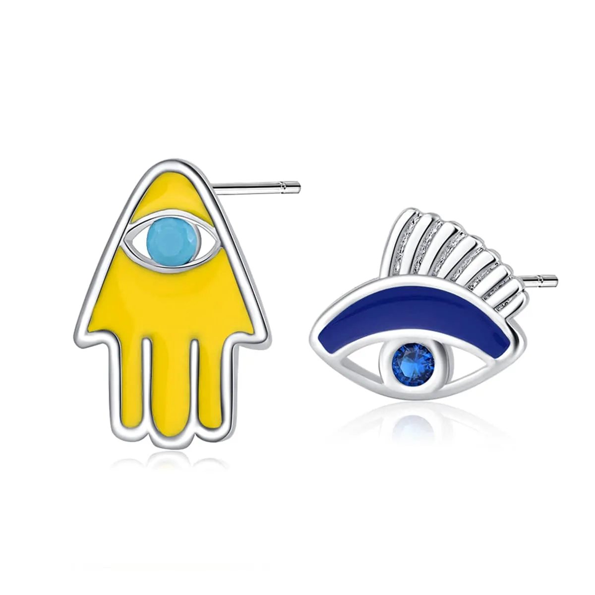 Cubic Zirconia & Silvertone Hamsa Eye Stud Earrings sold by Zulily product image thumbnail 2