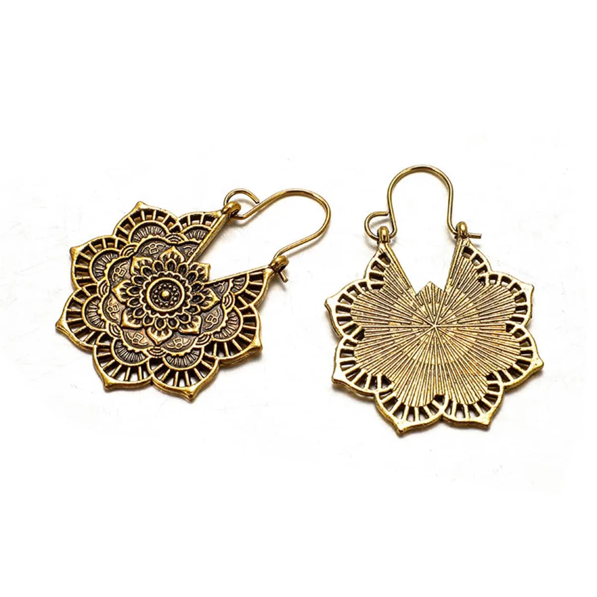 Goldtone Floral Huggie Earrings sold by Zulily product image thumbnail 2