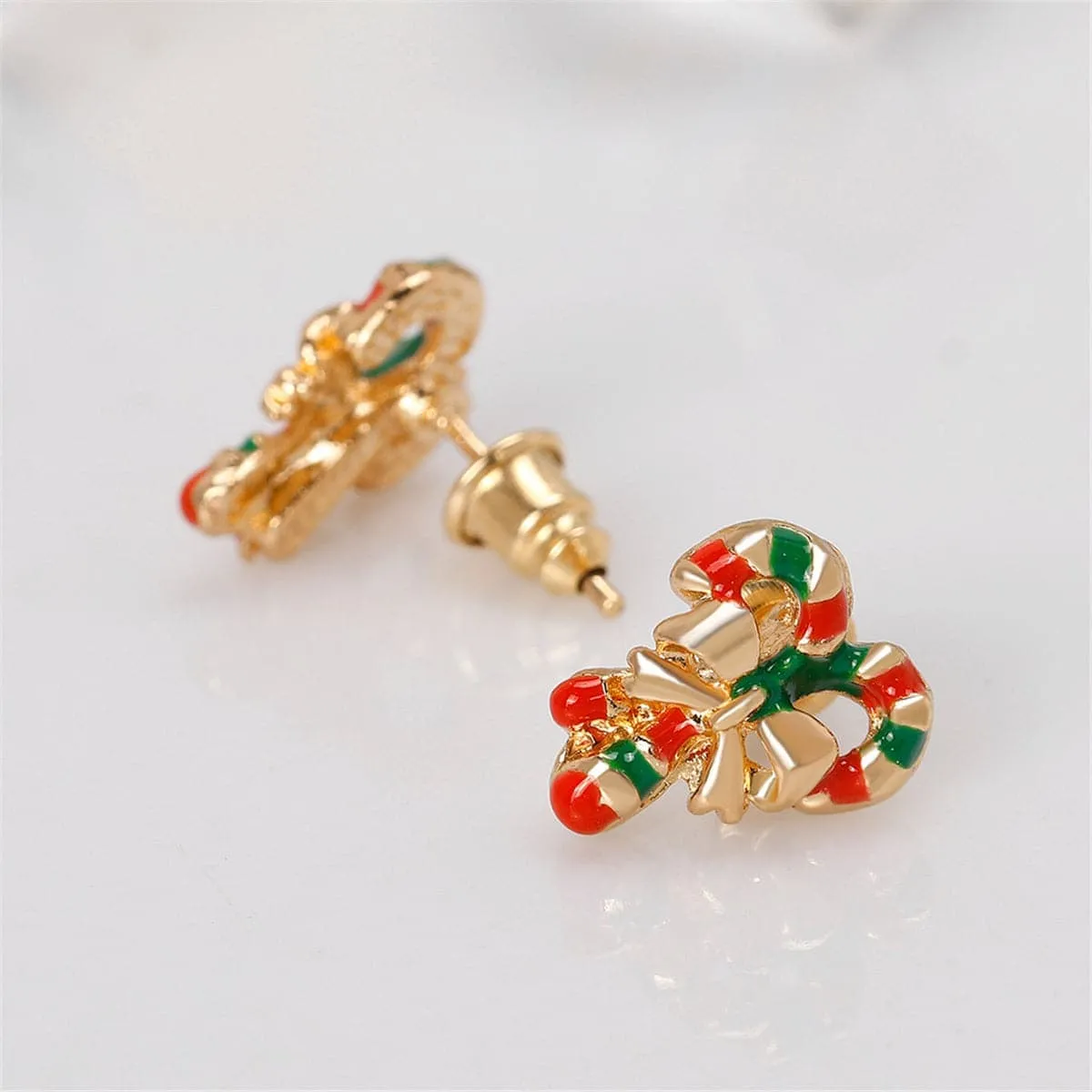 Red Enamel & Goldtone Candy Cane Crutch Stud Earrings sold by Zulily