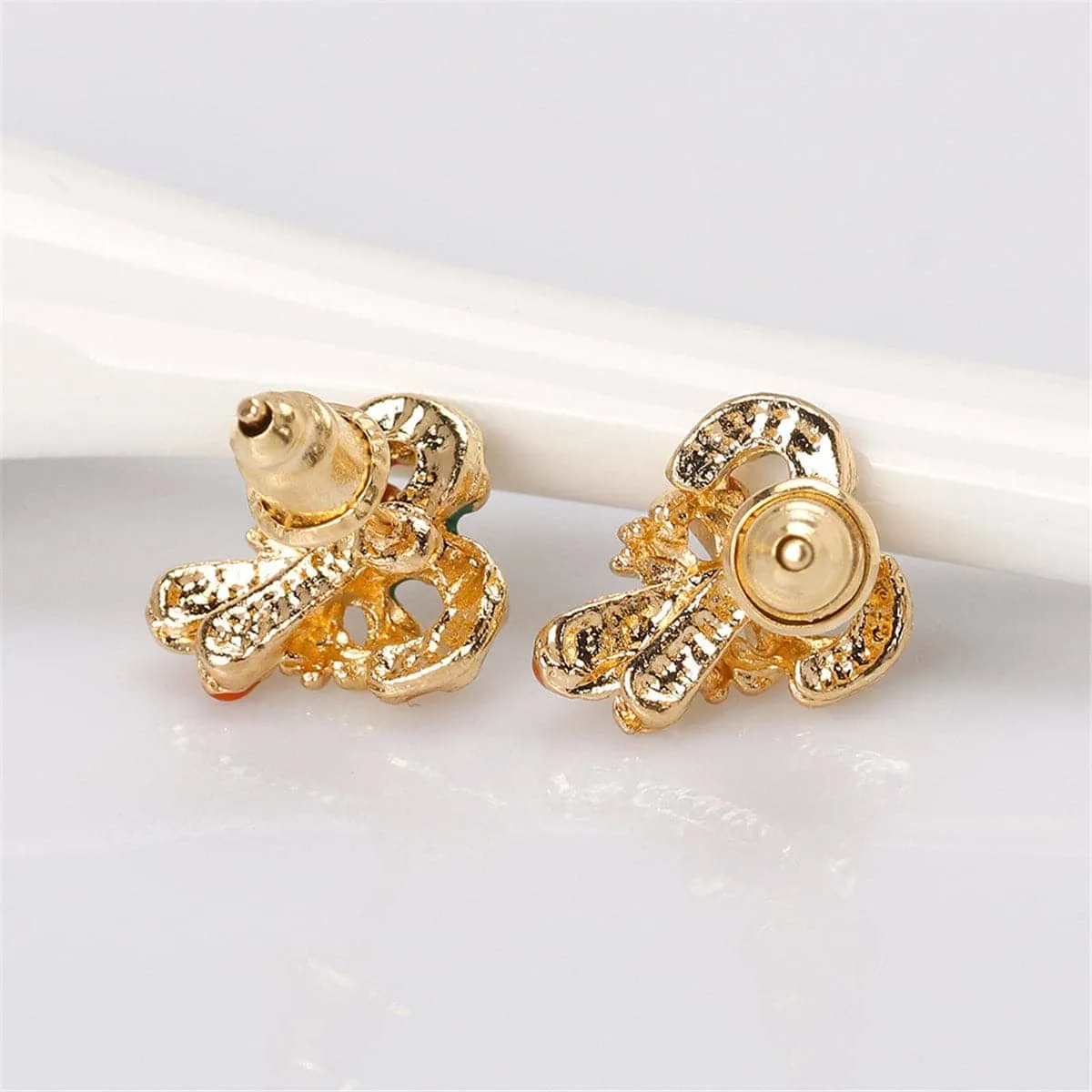 Red Enamel & Goldtone Candy Cane Crutch Stud Earrings sold by Zulily product image thumbnail 2