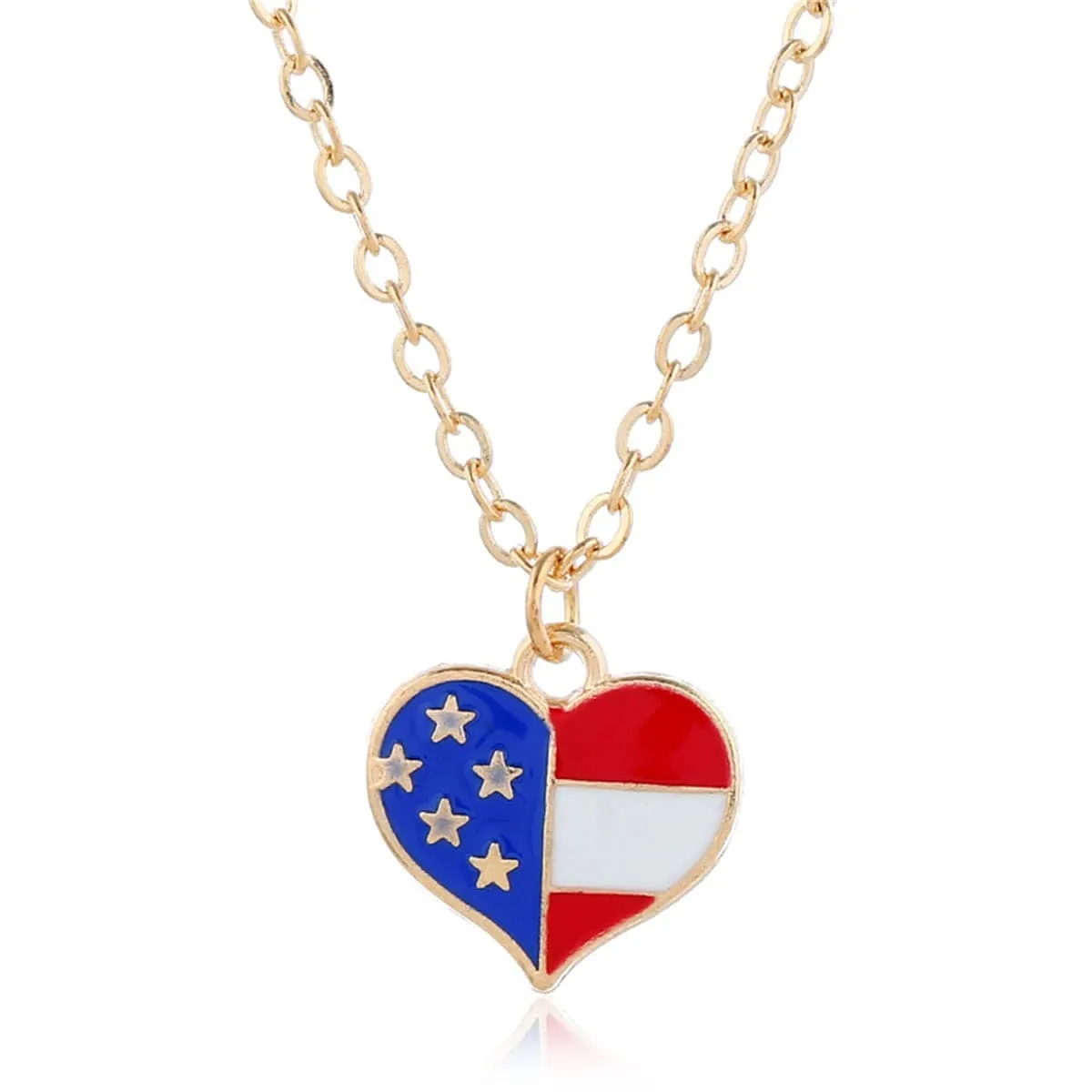 Goldtone American Flag Heart Necklace & Earring Set sold by Zulily product image thumbnail 2