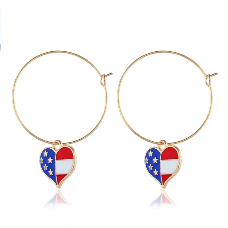 Goldtone American Flag Heart Necklace & Earring Set made by Zulily