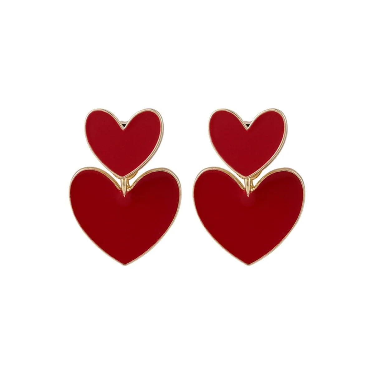 Red Enamel & Goldtone Double-Heart Ear Jackets sold by Zulily