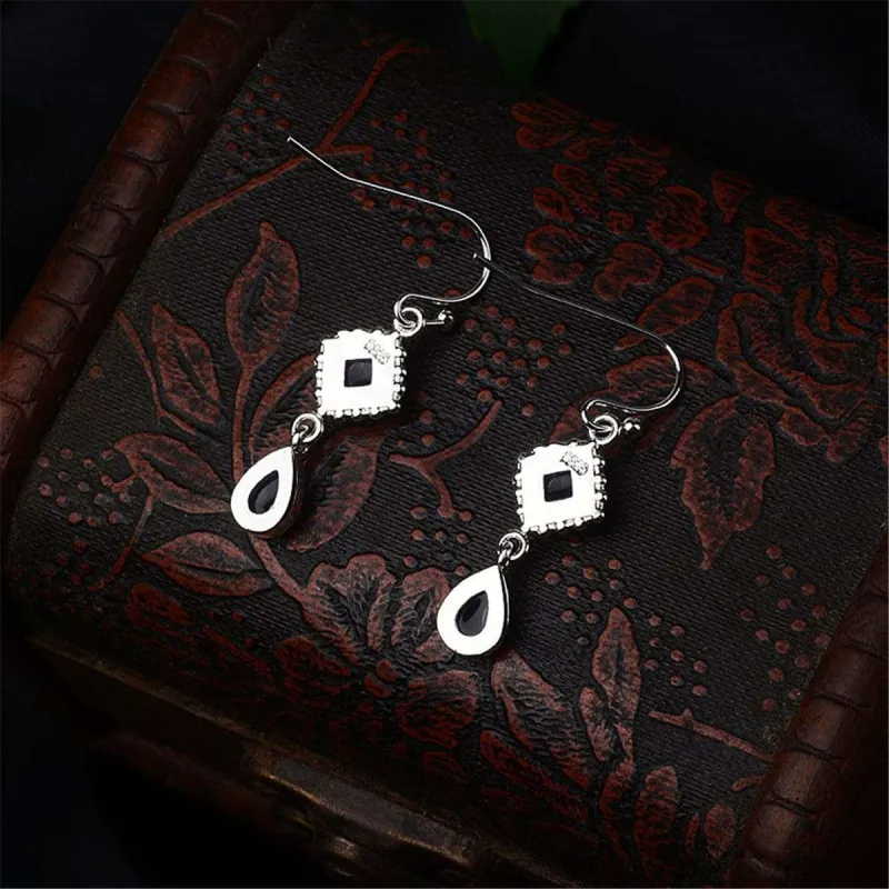 Dark Blue Crystal & Silvertone Princess Drop Earrings made by Zulily