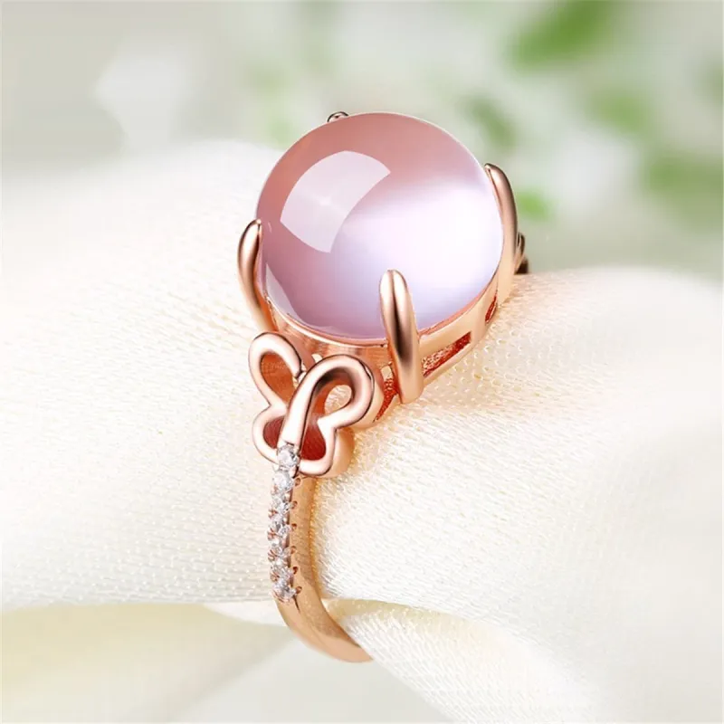 Rose Quartz & Cubic Zirconia Round Butterfly Ring made by Zulily