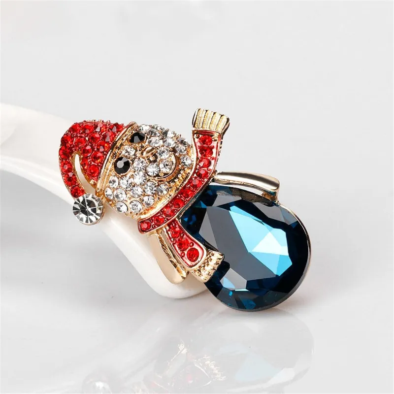 Crystal & Red Cubic Zirconia Snowman Brooch made by Zulily