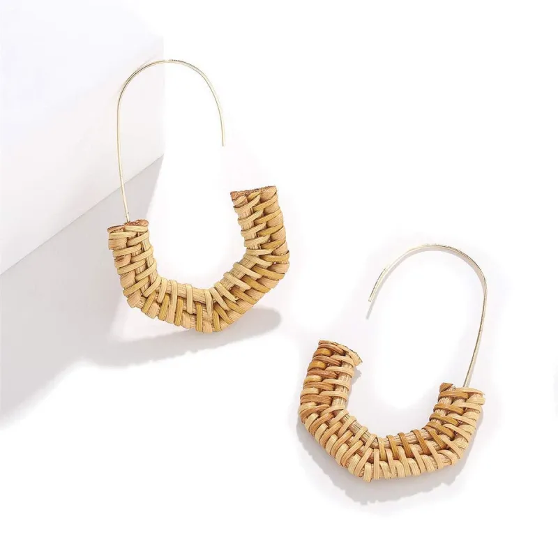 Rattan & Goldtone Half Hexagon Drop Earrings made by Zulily