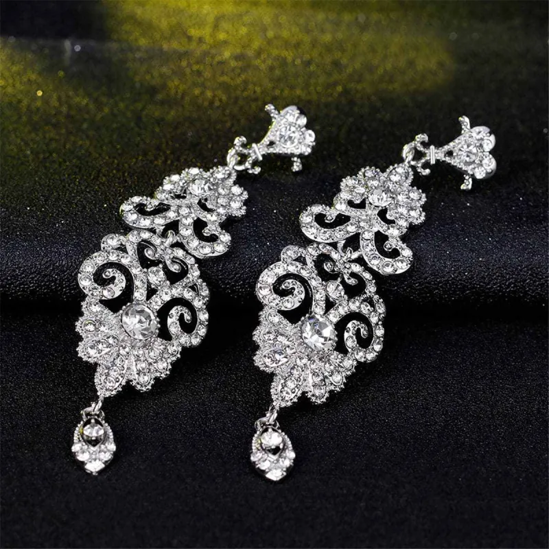 Cubic Zirconia & Silvertone Ornate Openwork Botany Drop Earrings made by Zulily