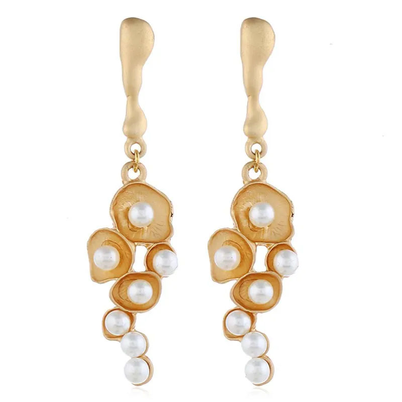 Pearl & Goldtone Mushroom Drop Earrings made by Zulily