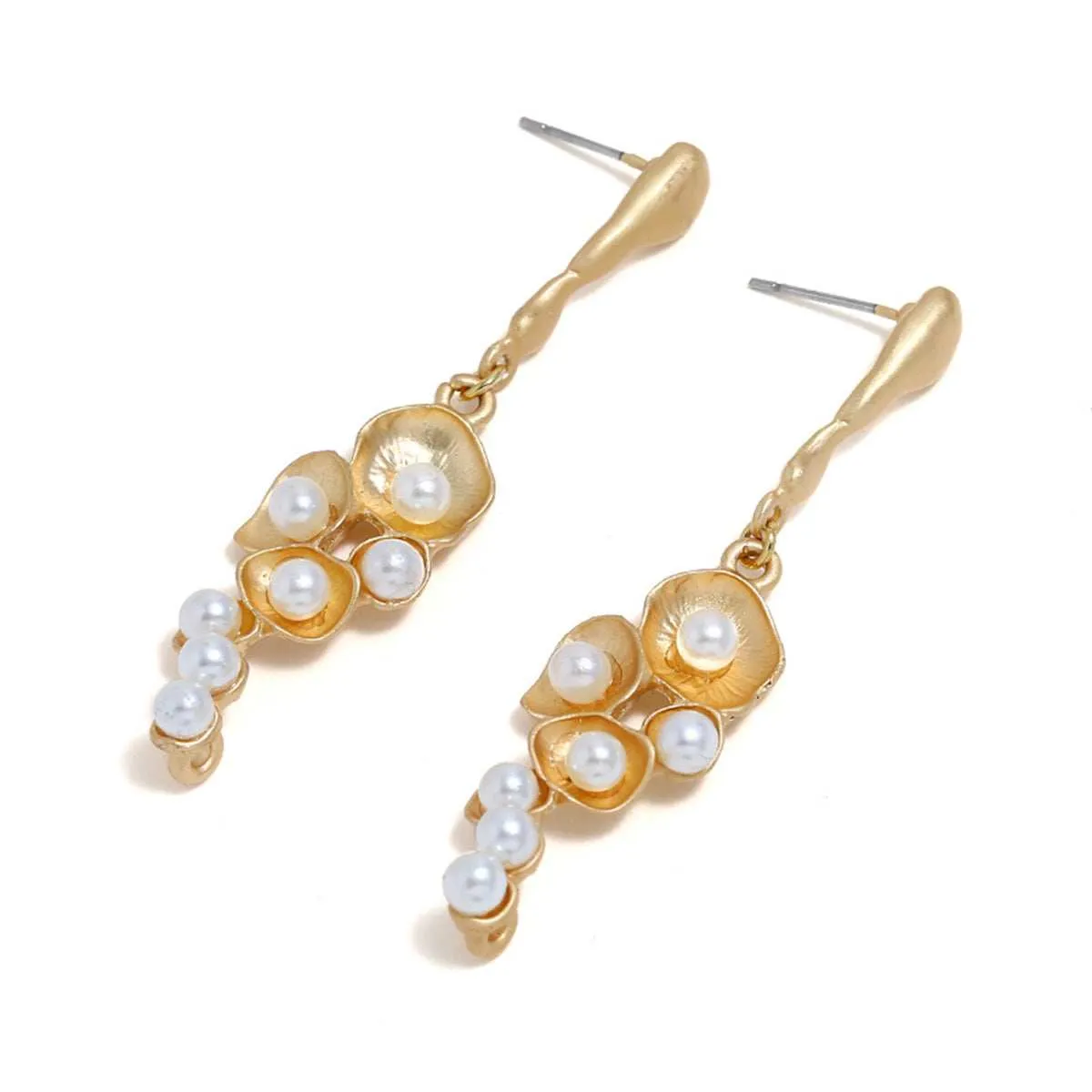 Pearl & Goldtone Mushroom Drop Earrings sold by Zulily product image thumbnail 2