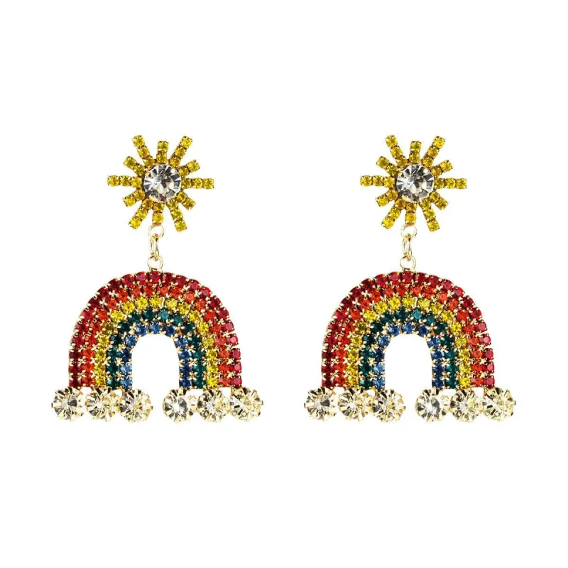 Cubic Zirconia & Goldtone Rainbow Drop Earrings made by Zulily