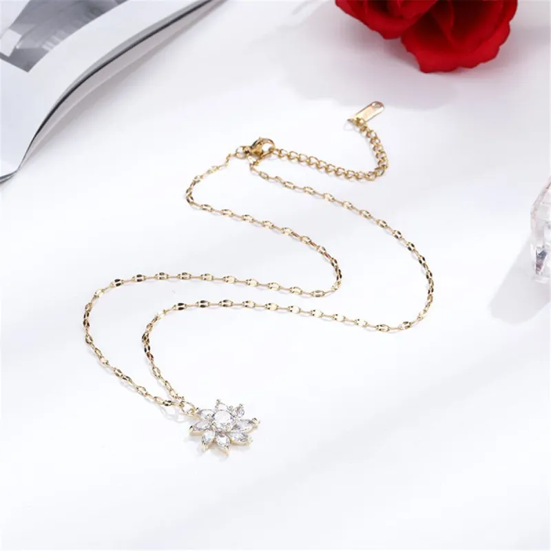 Crystal & Goldtone Flower Pendant Necklace made by Zulily