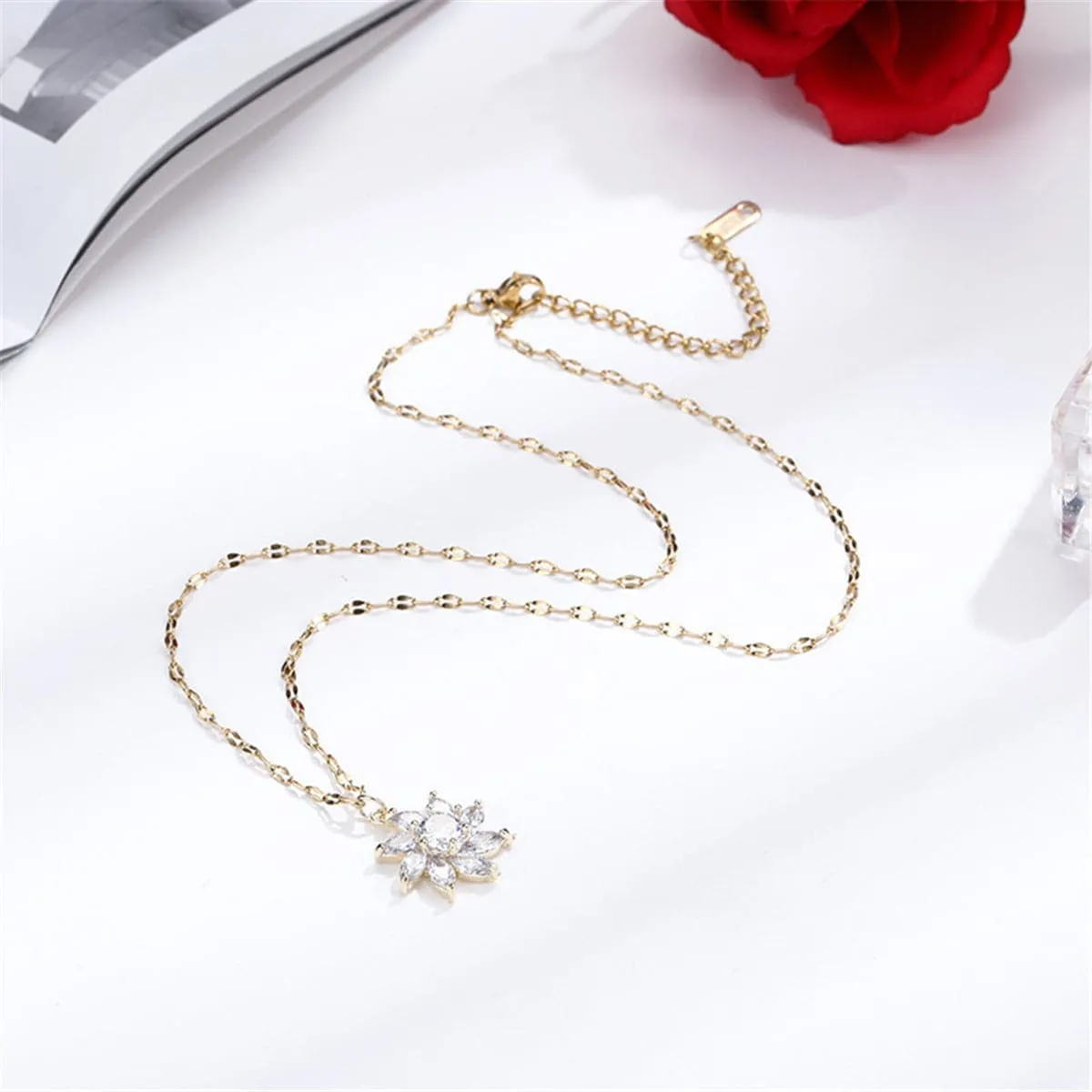 Crystal & Goldtone Flower Pendant Necklace sold by Zulily
