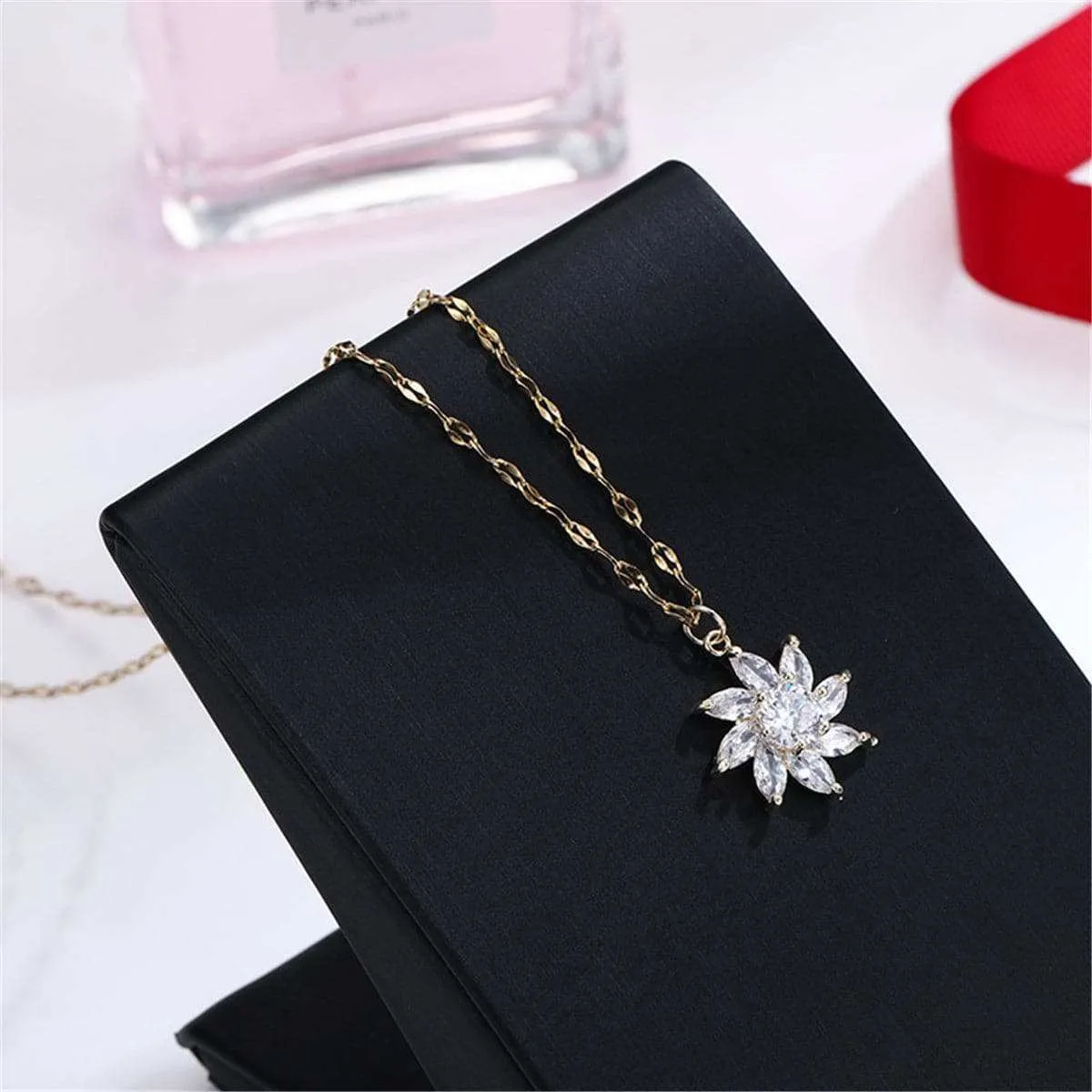 Crystal & Goldtone Flower Pendant Necklace sold by Zulily product image thumbnail 2