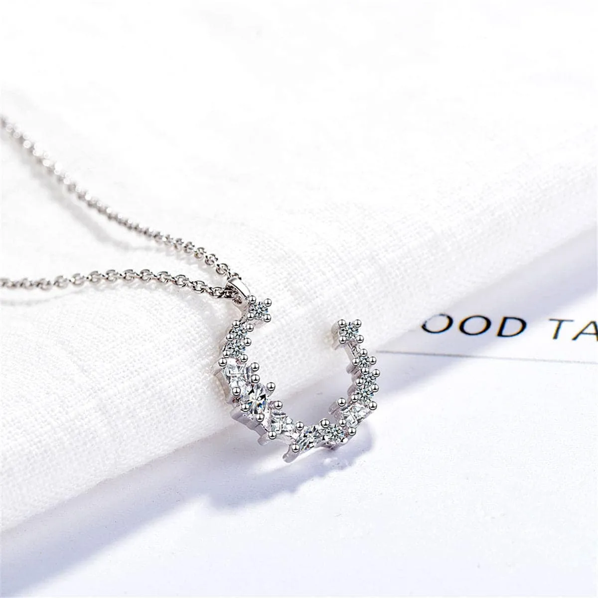 Cubic Zirconia & Silvertone Crescent Pendant Necklace sold by Zulily product image thumbnail 2