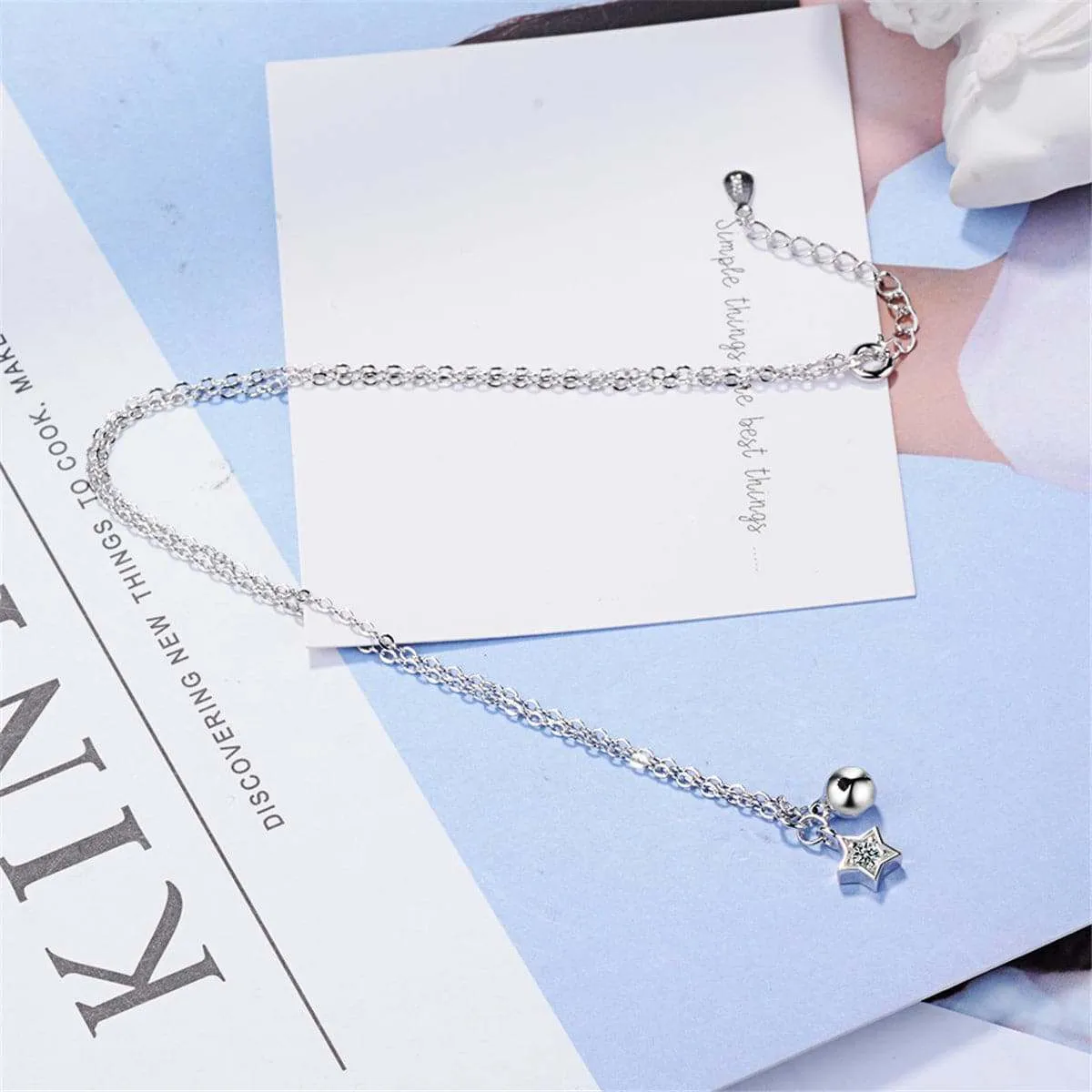 Cubic Zirconia & Silvertone Star & Bead Pendant Necklace sold by Zulily product image thumbnail 3