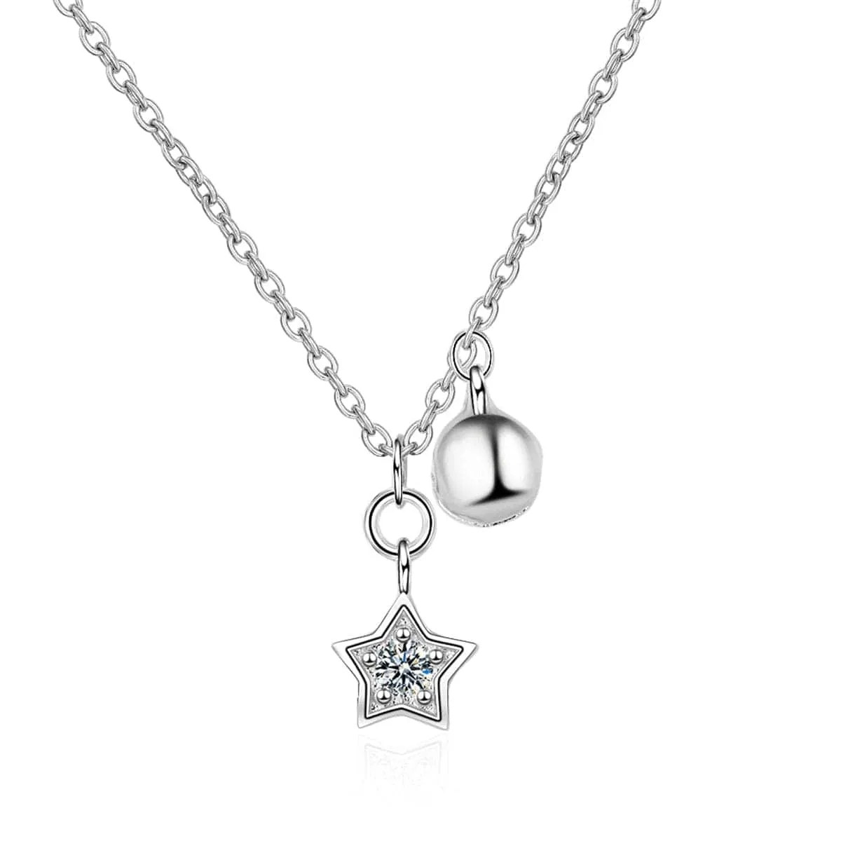 Cubic Zirconia & Silvertone Star & Bead Pendant Necklace sold by Zulily