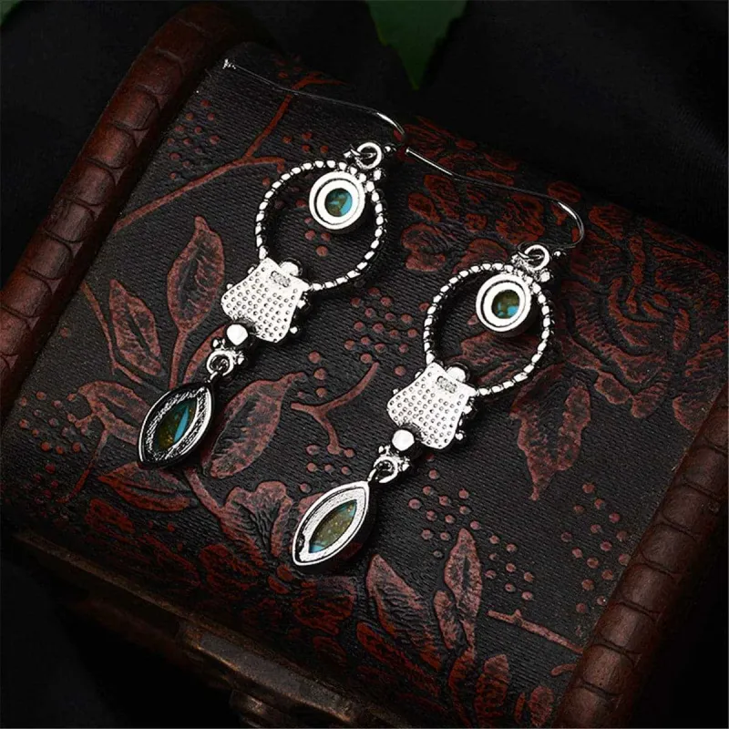 Turquoise & Silvertone Open Circle Drop Earrings made by Zulily