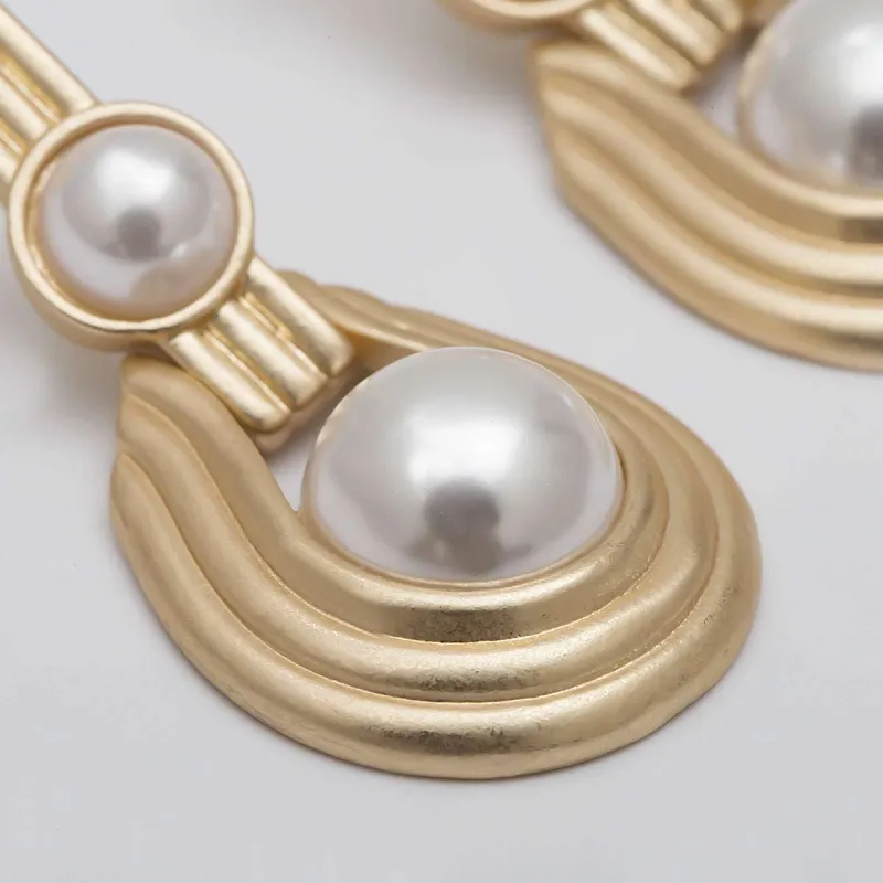 Pearl & Goldtone Textured Oval Drop Earrings made by Zulily