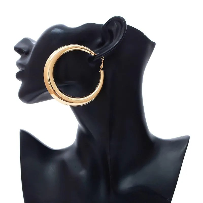 Goldtone Smooth Hoop Earrings made by Zulily