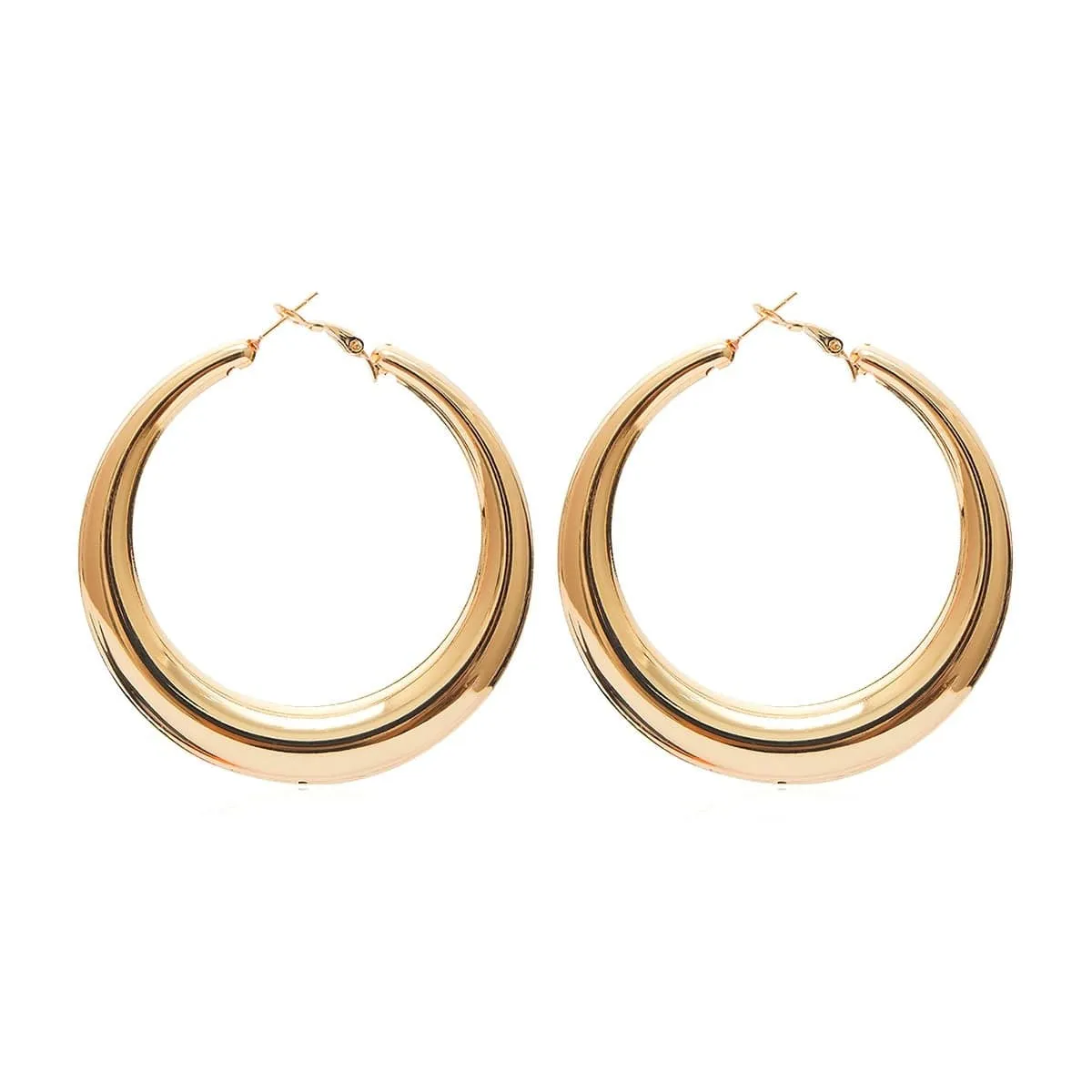 Goldtone Smooth Hoop Earrings sold by Zulily product image thumbnail 2