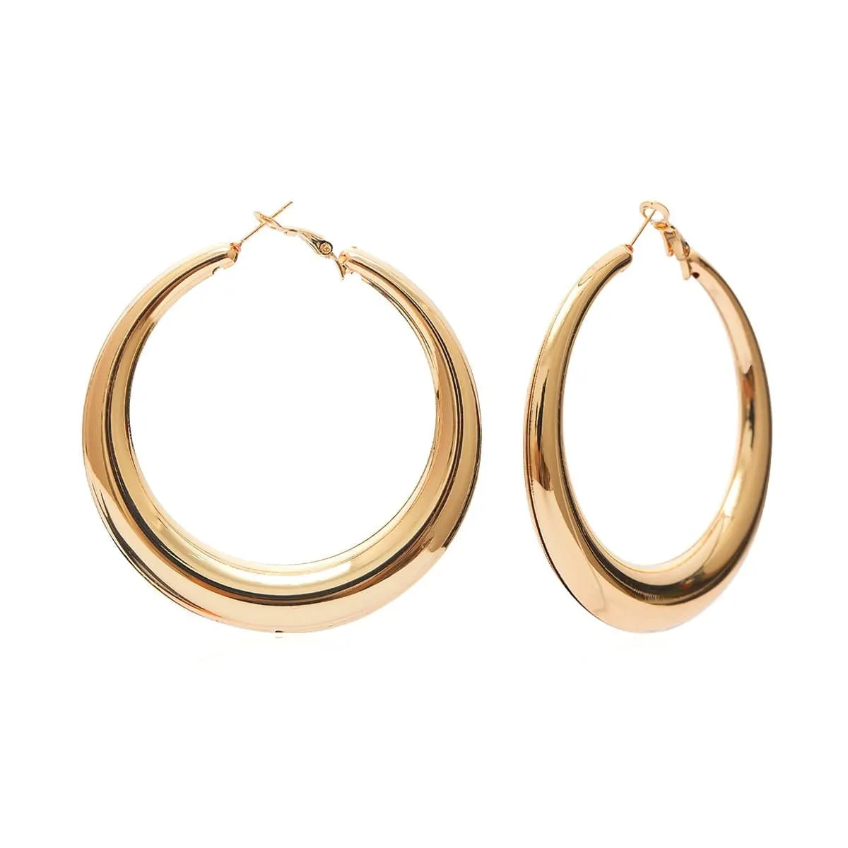 Goldtone Smooth Hoop Earrings sold by Zulily product image thumbnail 3
