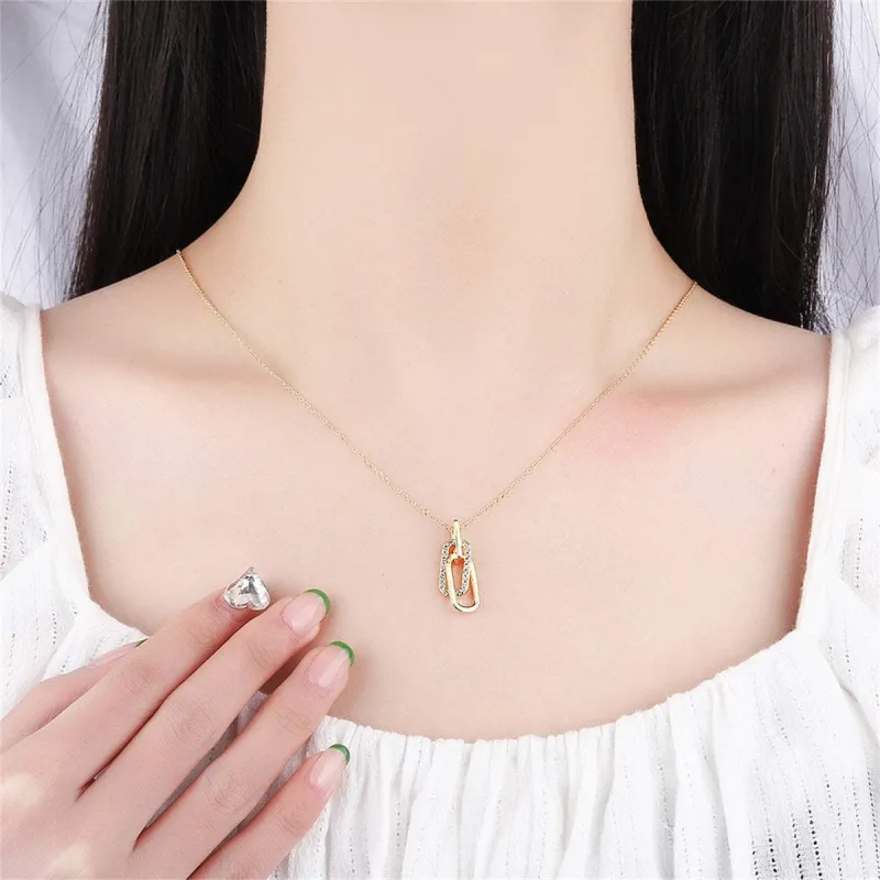 Cubic Zirconia & Goldtone Interlocking Oval Pendant Necklace made by Zulily